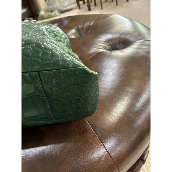 Coach Ashley Green Croc Embossed Leather Carry All Tote Handbag Purse Bag - Picture 7 of 13